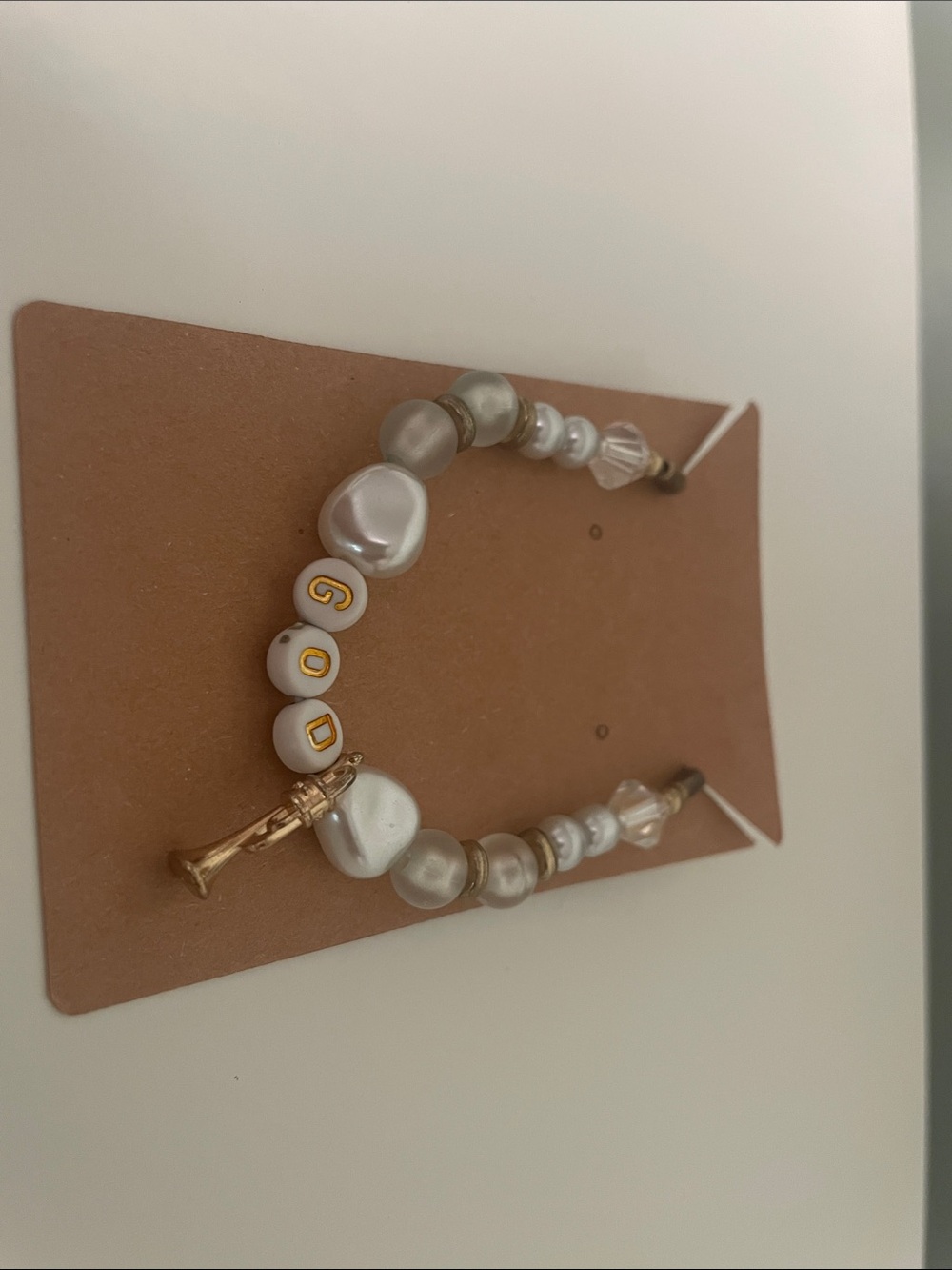 Gold Accent Pearl Beaded Women’s Bracelet - White/Gold
